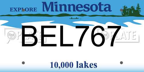 BEL767 Minnesota License Plate