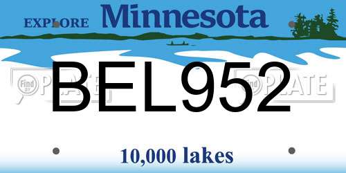 BEL952 Minnesota License Plate