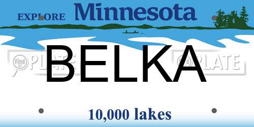 BELKA Minnesota License Plate