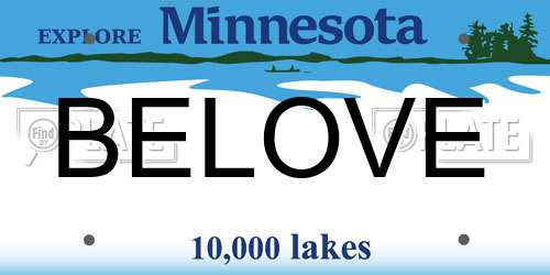 BELOVE Minnesota License Plate