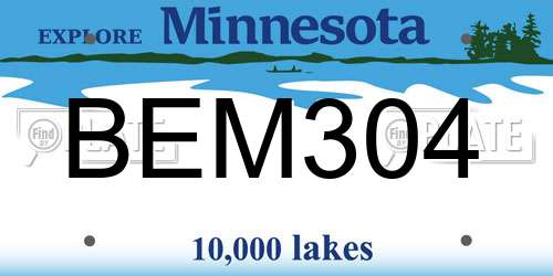 BEM304 Minnesota License Plate