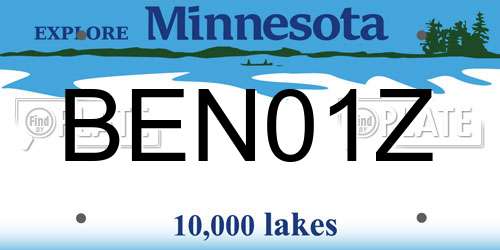 BEN01Z Minnesota License Plate