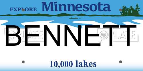 BENNETT Minnesota License Plate