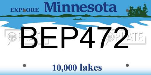 BEP472 Minnesota License Plate