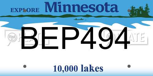 BEP494 Minnesota License Plate