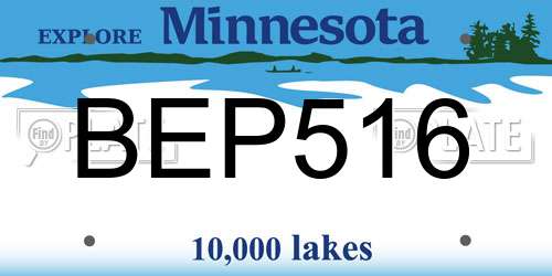 BEP516 Minnesota License Plate