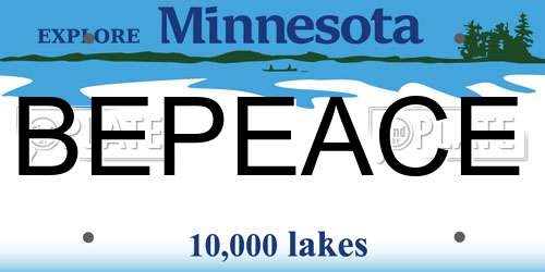 BEPEACE Minnesota License Plate