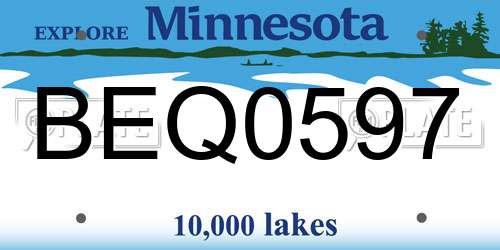 BEQ0597 Minnesota License Plate