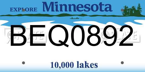 BEQ0892 Minnesota License Plate
