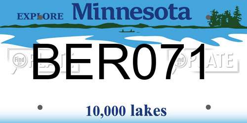 BER071 Minnesota License Plate