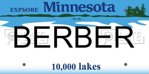 BERBER Minnesota License Plate