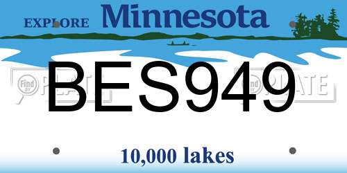 BES949 Minnesota License Plate