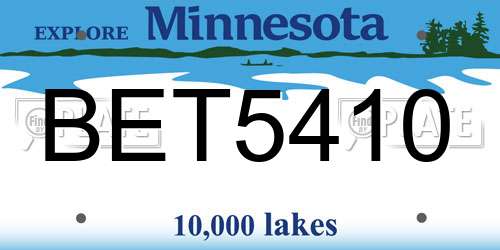 BET5410 Minnesota License Plate