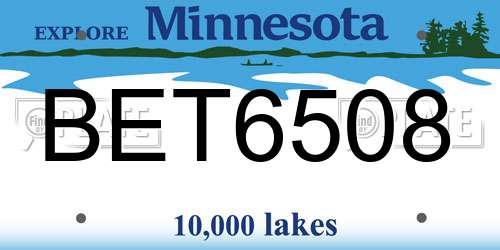 BET6508 Minnesota License Plate