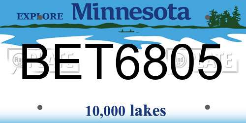 BET6805 Minnesota License Plate