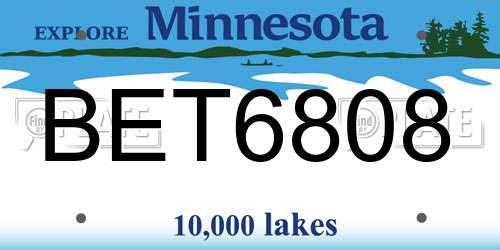 BET6808 Minnesota License Plate