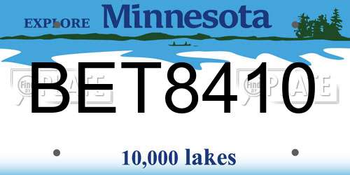 BET8410 Minnesota License Plate