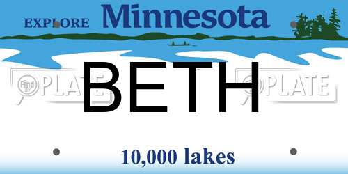 BETH Minnesota License Plate