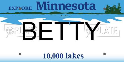 BETTY Minnesota License Plate