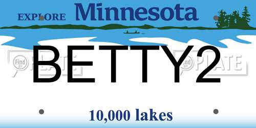 BETTY2 Minnesota License Plate