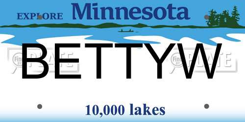 BETTYW Minnesota License Plate