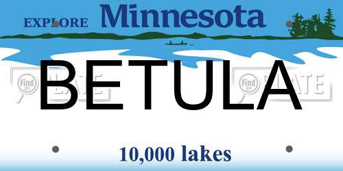 BETULA Minnesota License Plate