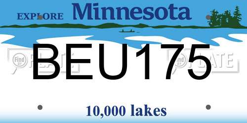 BEU175 Minnesota License Plate