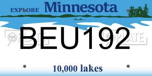 BEU192 Minnesota License Plate