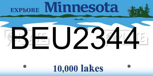 BEU2344 Minnesota License Plate