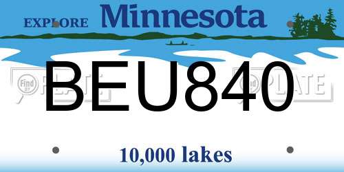 BEU840 Minnesota License Plate