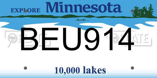 BEU914 Minnesota License Plate