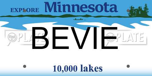 BEVIE Minnesota License Plate