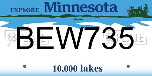 BEW735 Minnesota License Plate