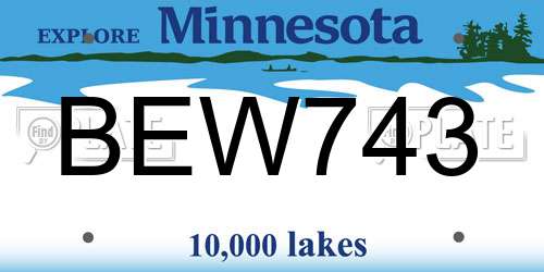 BEW743 Minnesota License Plate