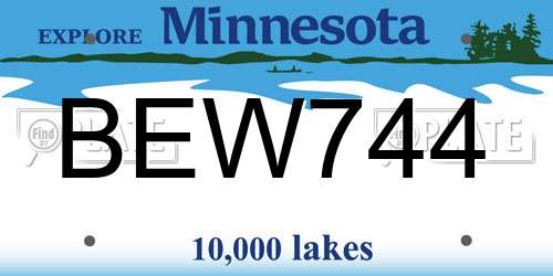 BEW744 Minnesota License Plate