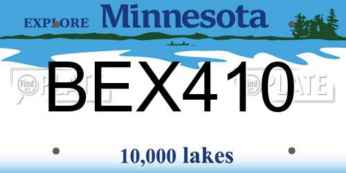 BEX410 Minnesota License Plate