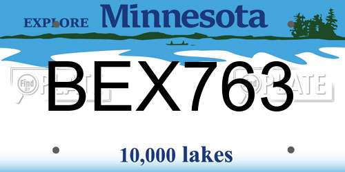 BEX763 Minnesota License Plate