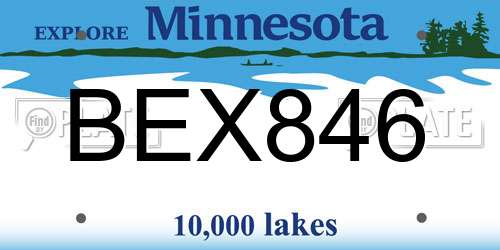 BEX846 Minnesota License Plate