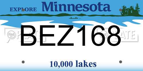 BEZ168 Minnesota License Plate