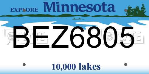 BEZ6805 Minnesota License Plate