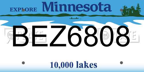 BEZ6808 Minnesota License Plate