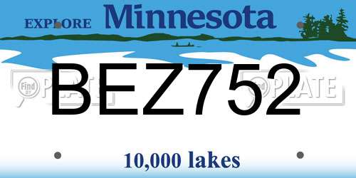 BEZ752 Minnesota License Plate