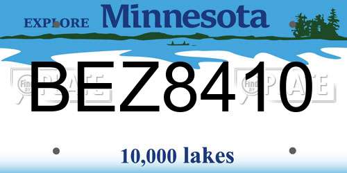 BEZ8410 Minnesota License Plate