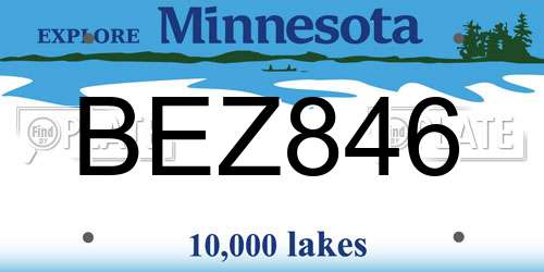 BEZ846 Minnesota License Plate
