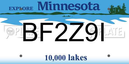 BF2Z9I Minnesota License Plate