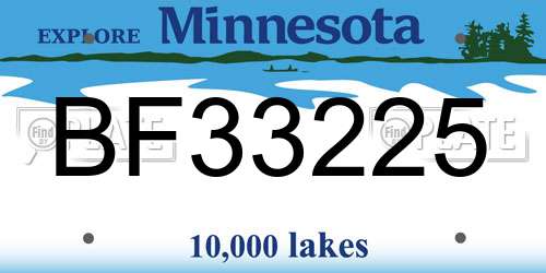 BF33225 Minnesota License Plate
