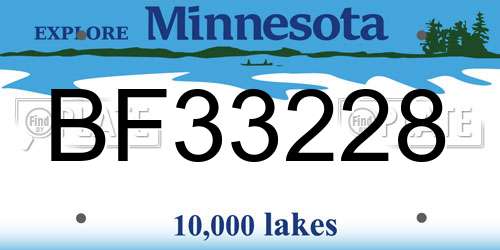 BF33228 Minnesota License Plate