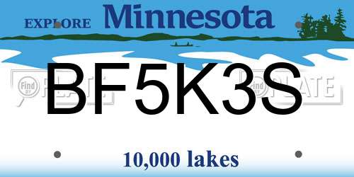 BF5K3S Minnesota License Plate