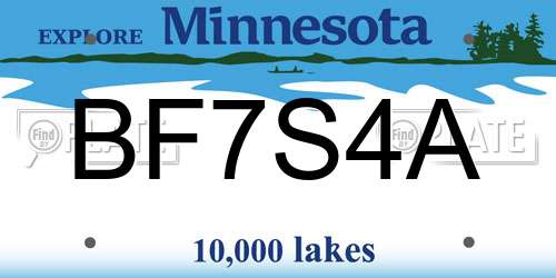 BF7S4A Minnesota License Plate