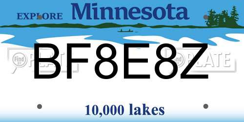 BF8E8Z Minnesota License Plate